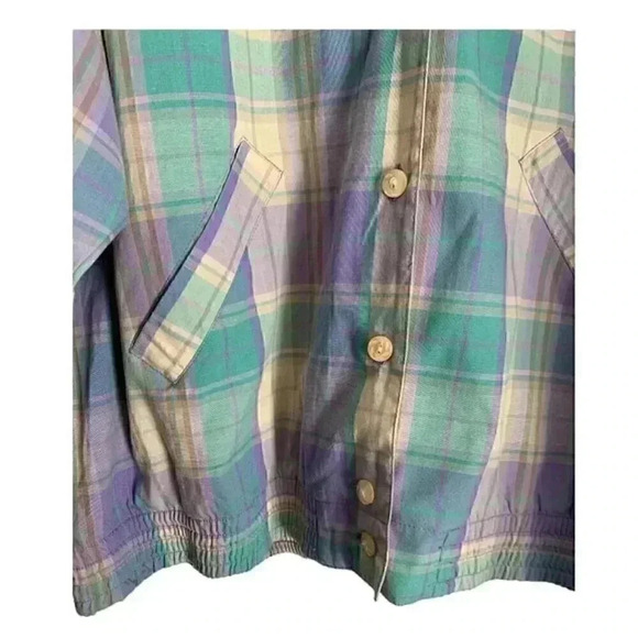 NWT Vintage Janzten Golfwear Women's Large Jacket Plaid Button Up Long Sleeve - Picture 5 of 9